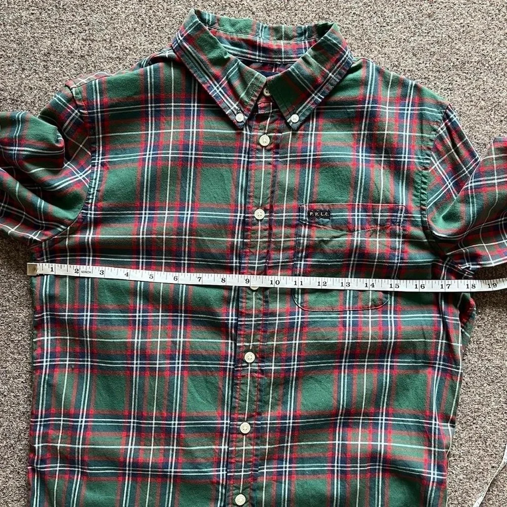 Ralph Lauren Green Plaid Button Down Long Sleeve Shirt Custom Fit Boys L (14-16)